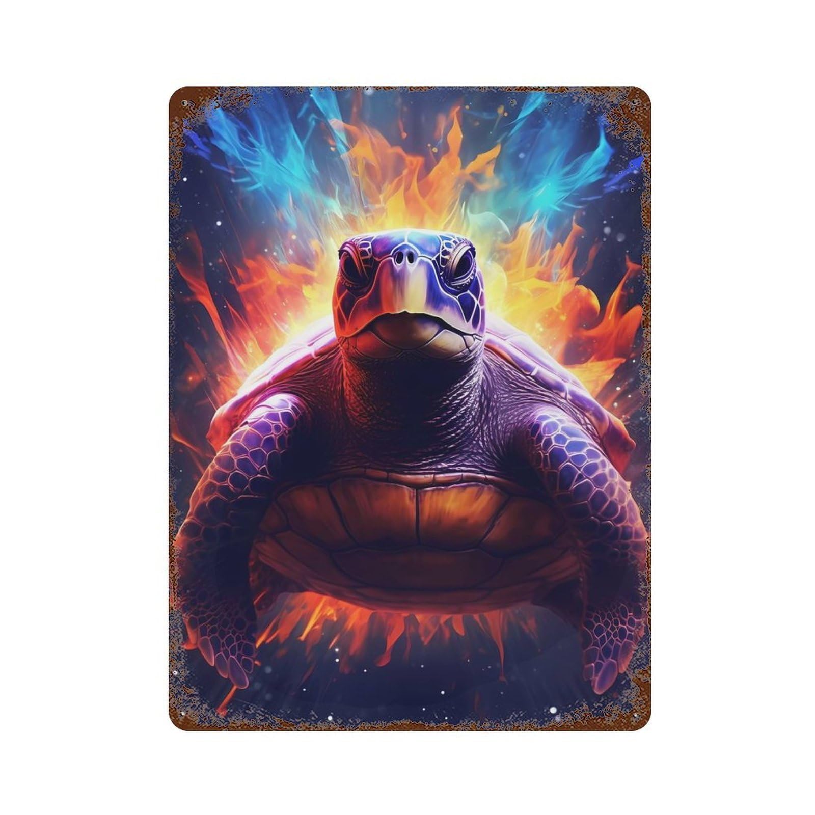 Garage Style Turtle Animals Distressed Metal Wall Sign 15.7"x11.8", Novelty Wall Decor for Bar And Workshop