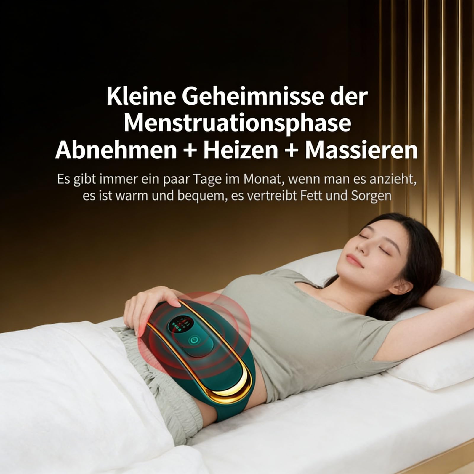 SlimKern Bauch Lipo Fettverbrenner-Elektrischer Kabelloser EMS-Gürtel mit Wärmetherapie Zweistufiger Vibrationsmassage Bauchweggürtel Bauchmuskeltrainer für Damen Ideal für Zuhause,Büro Reisen