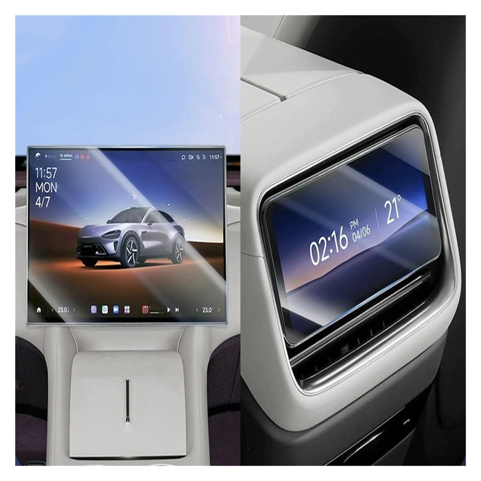 Película Protectora Navegación Para Xiaomi Para YU7 2025 Accesorios Coche Protector Pantalla Cristal Templado La Consola Central Navegación E Interior(White 2pcs)