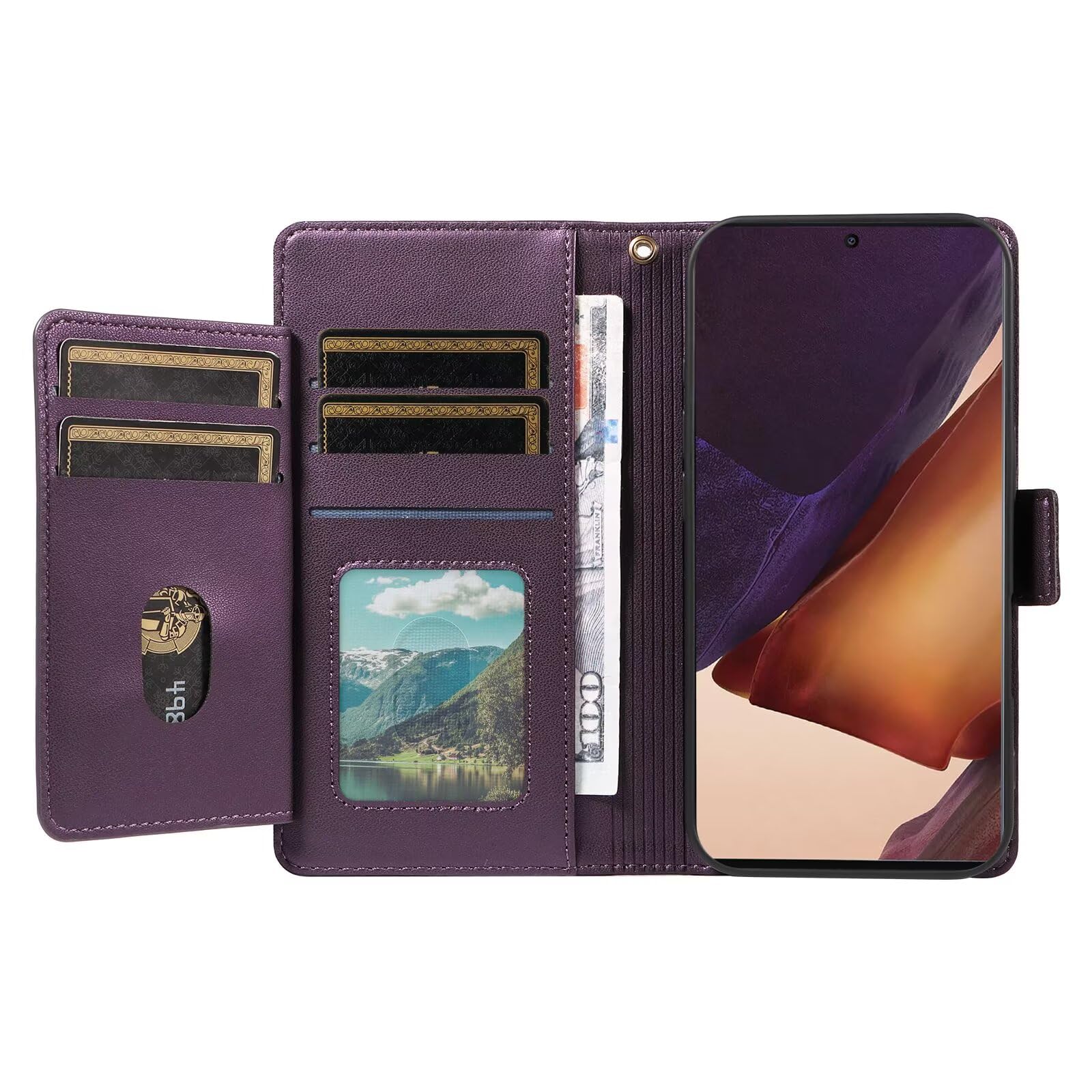 Amazon.co.jp: ZXL パープル ウォレット ケース マルチ カード