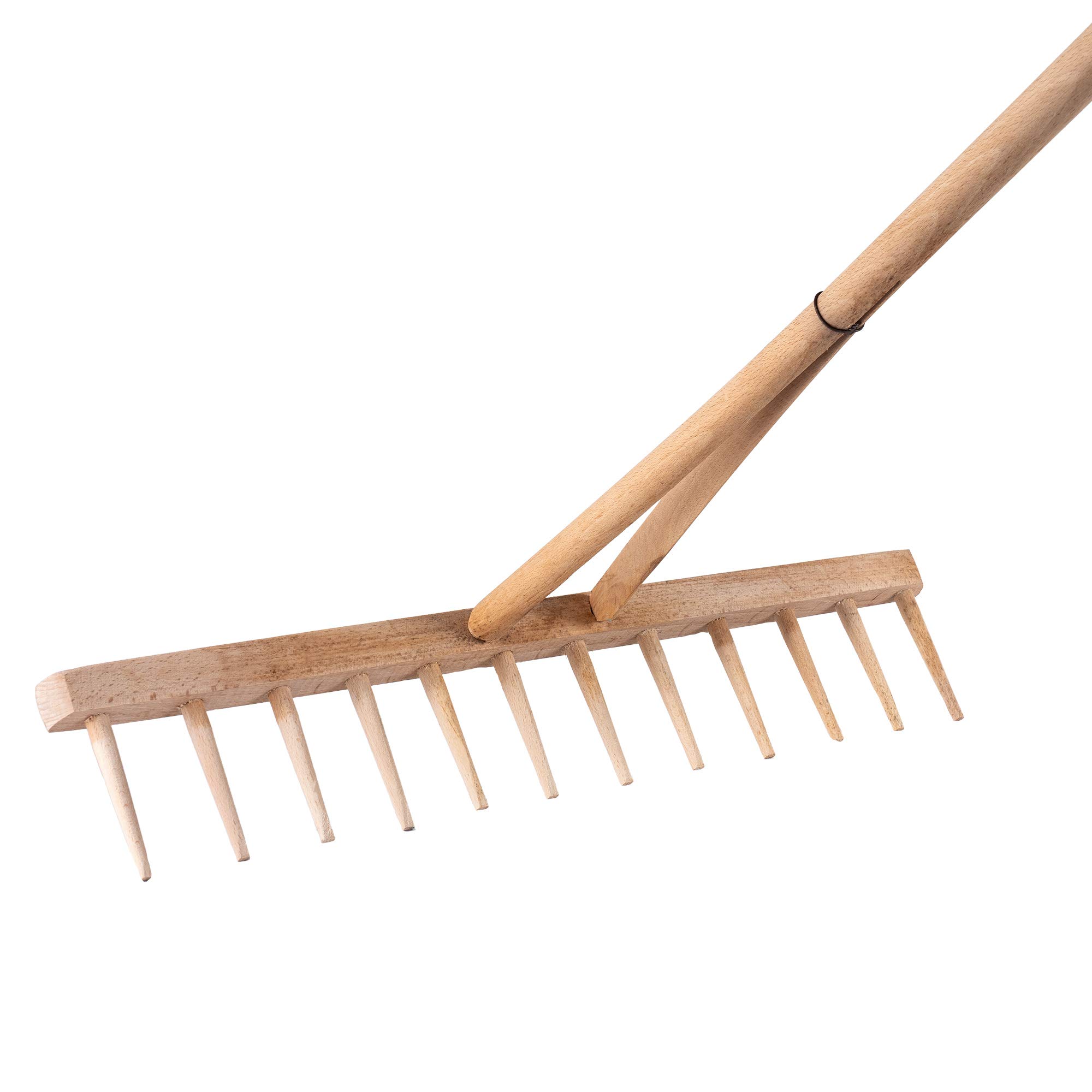 KADAX Râteau à Foin avec Manche en Bois Long pour Une Récolte Efficace et Confortable, Râteau à Feuilles de Jardin, Outil de Jardinage (Bois)