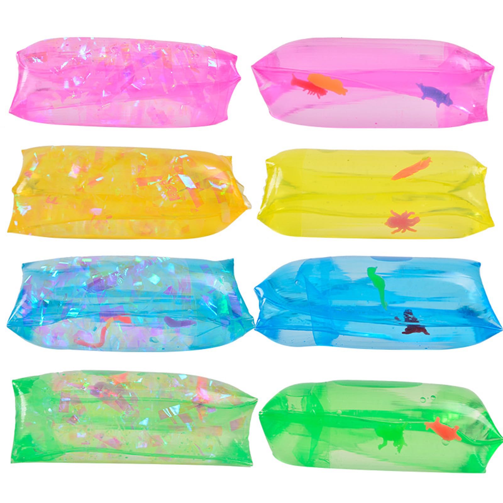 Water Snake Wriggling Toy - Contains confetti and marine life, highly elastic, relieves stress and anxiety, suitable for adults, compressible sensory squeeze toy(One Color sent randomly).