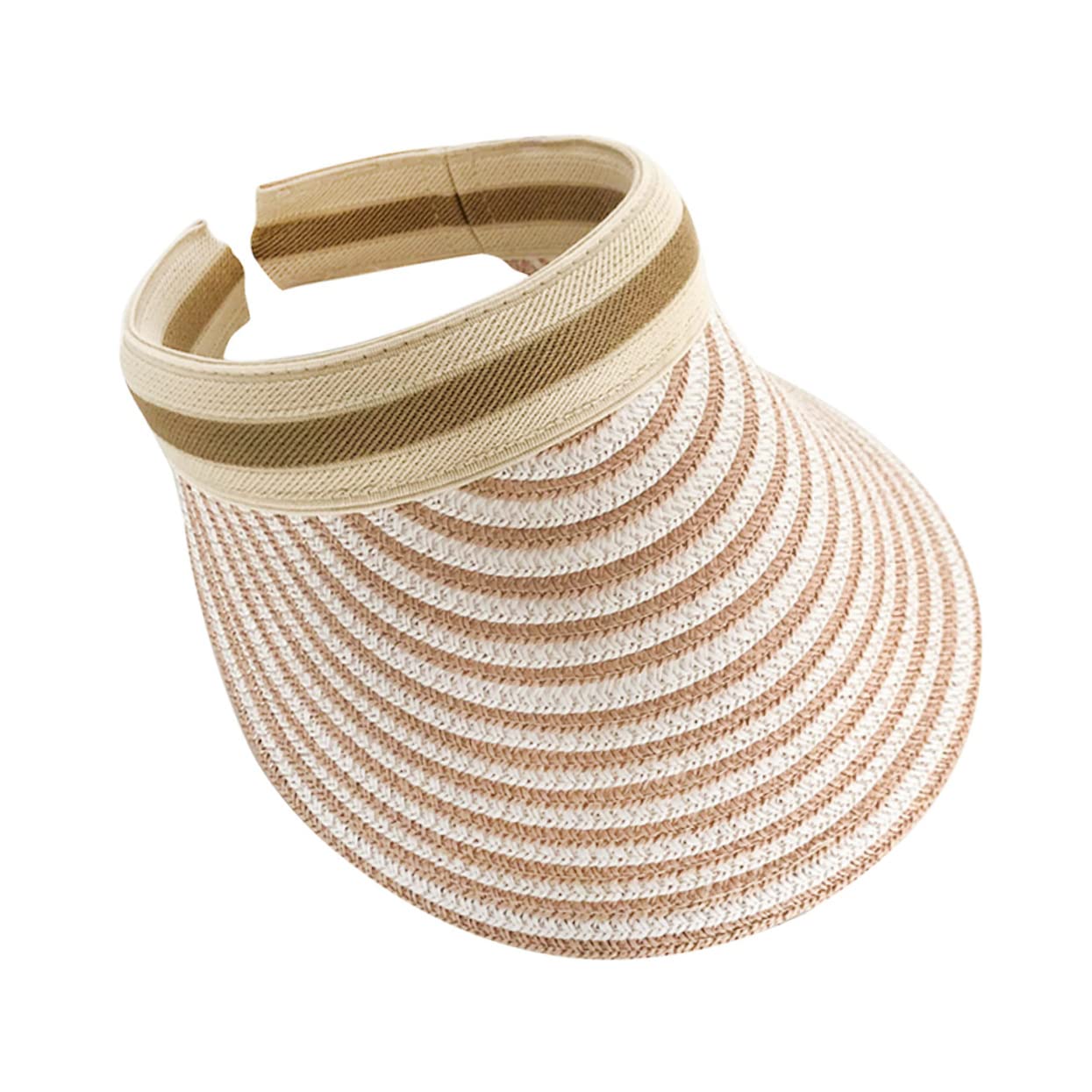 GALPADA Unisex Empty Top for Outdoor Summer Sun Block Hat Sun Visor Straw Material Khaki