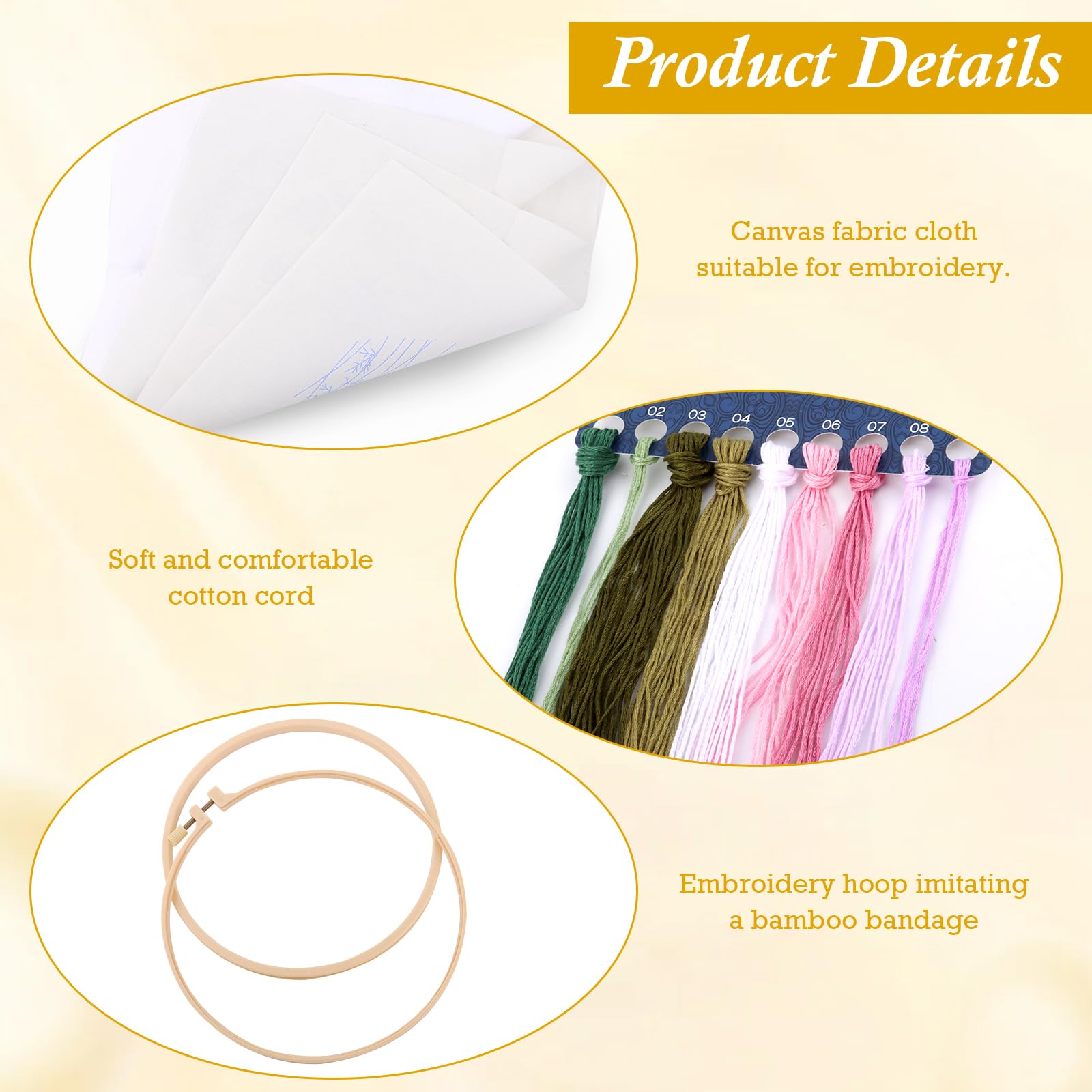 Kit Ricamo Per Principianti - 4 Motivi Floreali Con Telai E Fili - Foto 8