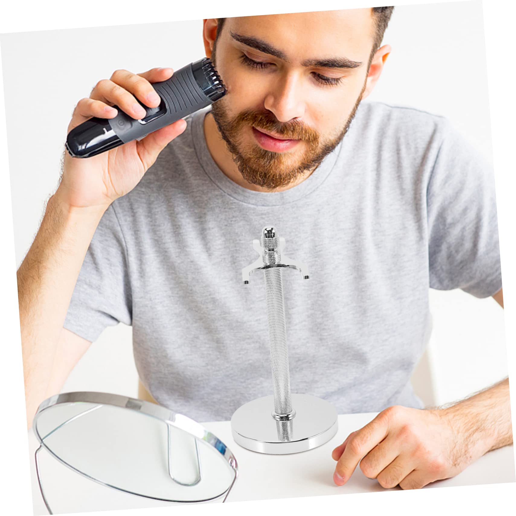 minkissy 2pezzi Stand Per Rasoio Da Viaggio e Supporto Per Pennello Da Barba Design Compatto e Resistente Accessorio Per Regali Uomini