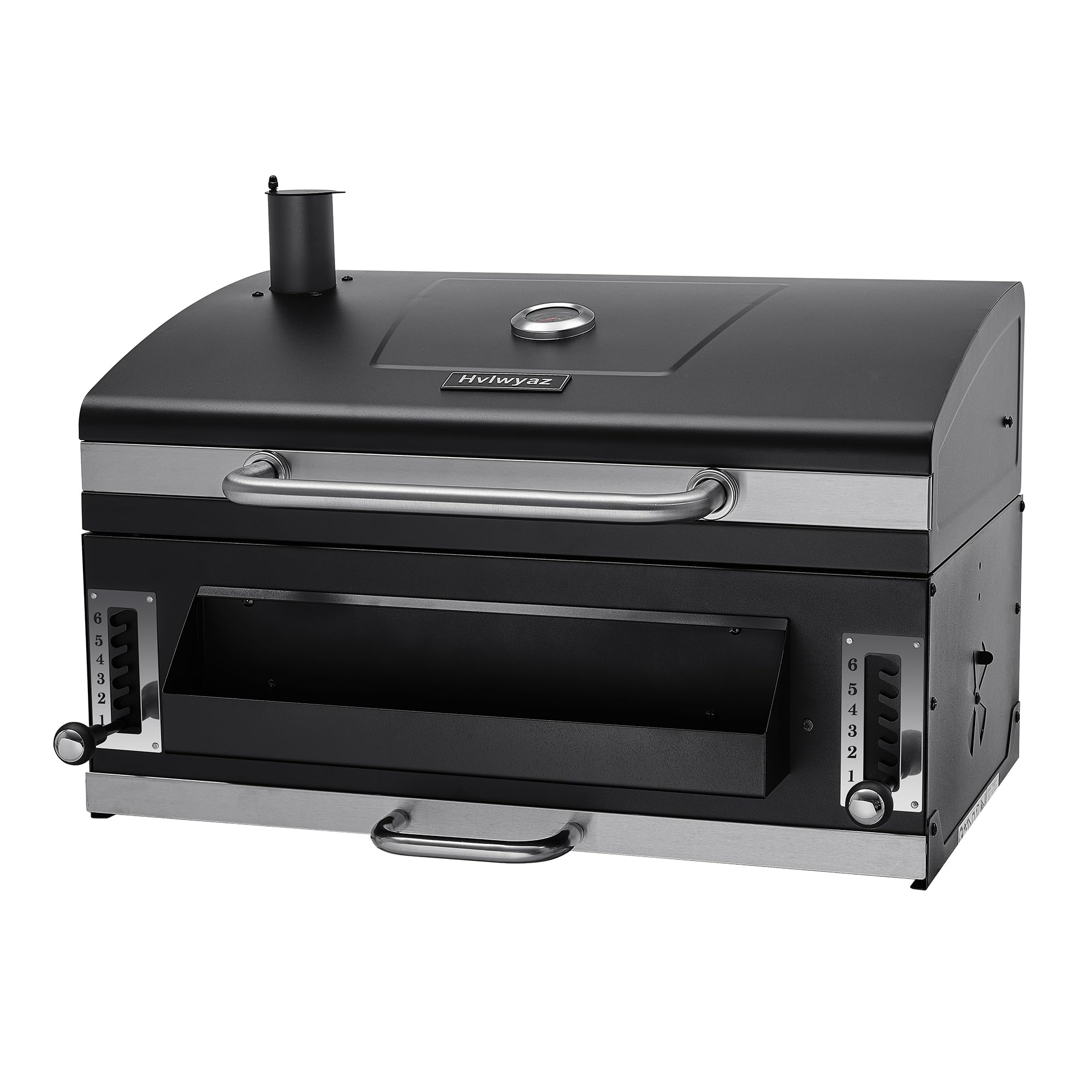 29 In Built-in Barbecue Grill, Charcoal bbq Grills with Liftable Tray, Insulated Hood & Temperature Gauge, Stainless Steel BBQ Barrel for Outdoor Kitchen, Camping, and Park – Black