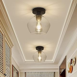 DLLT Industrial Semi Flush Mount Light, Vintage Close to Ceiling Light, ...