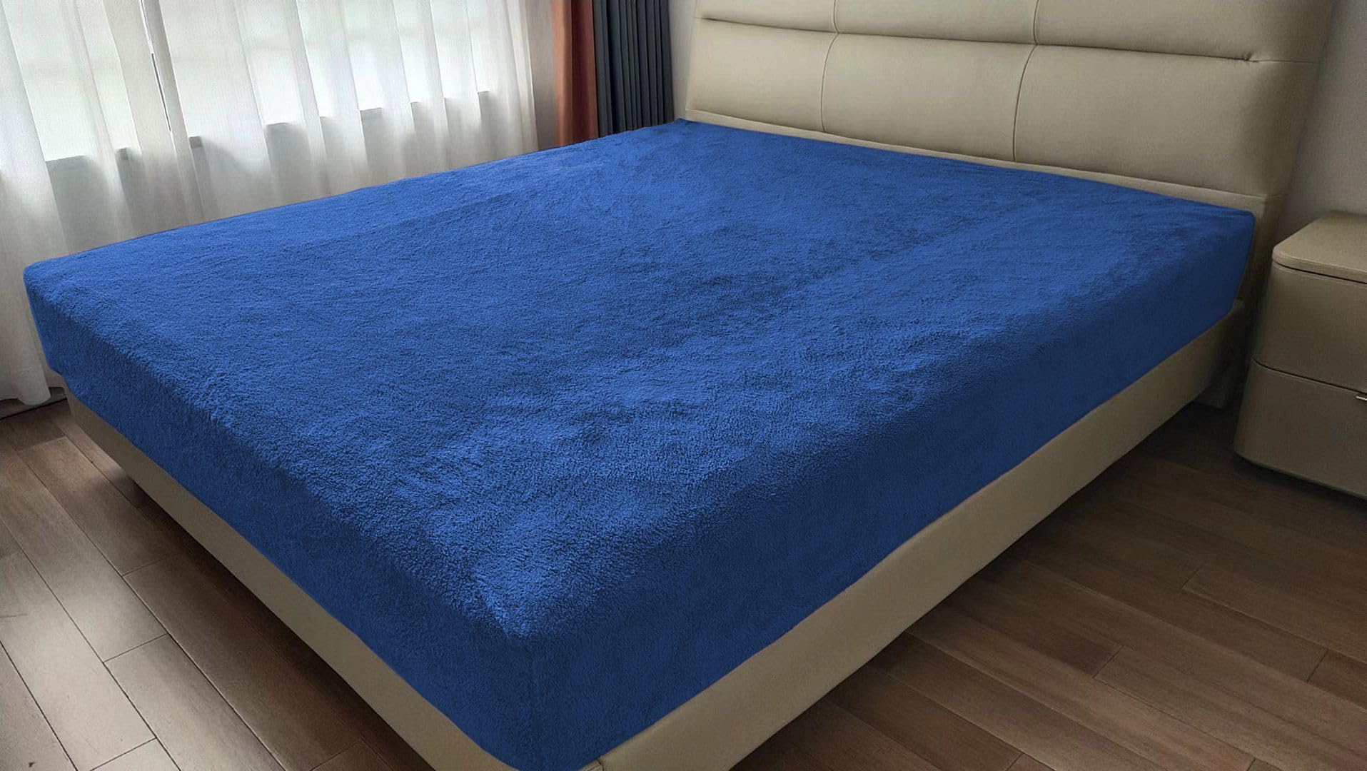 John Aird Blue Teddy Fleece Fitted Bed Sheet Soft Warm Fluffy Thermal Bedding (, Double)