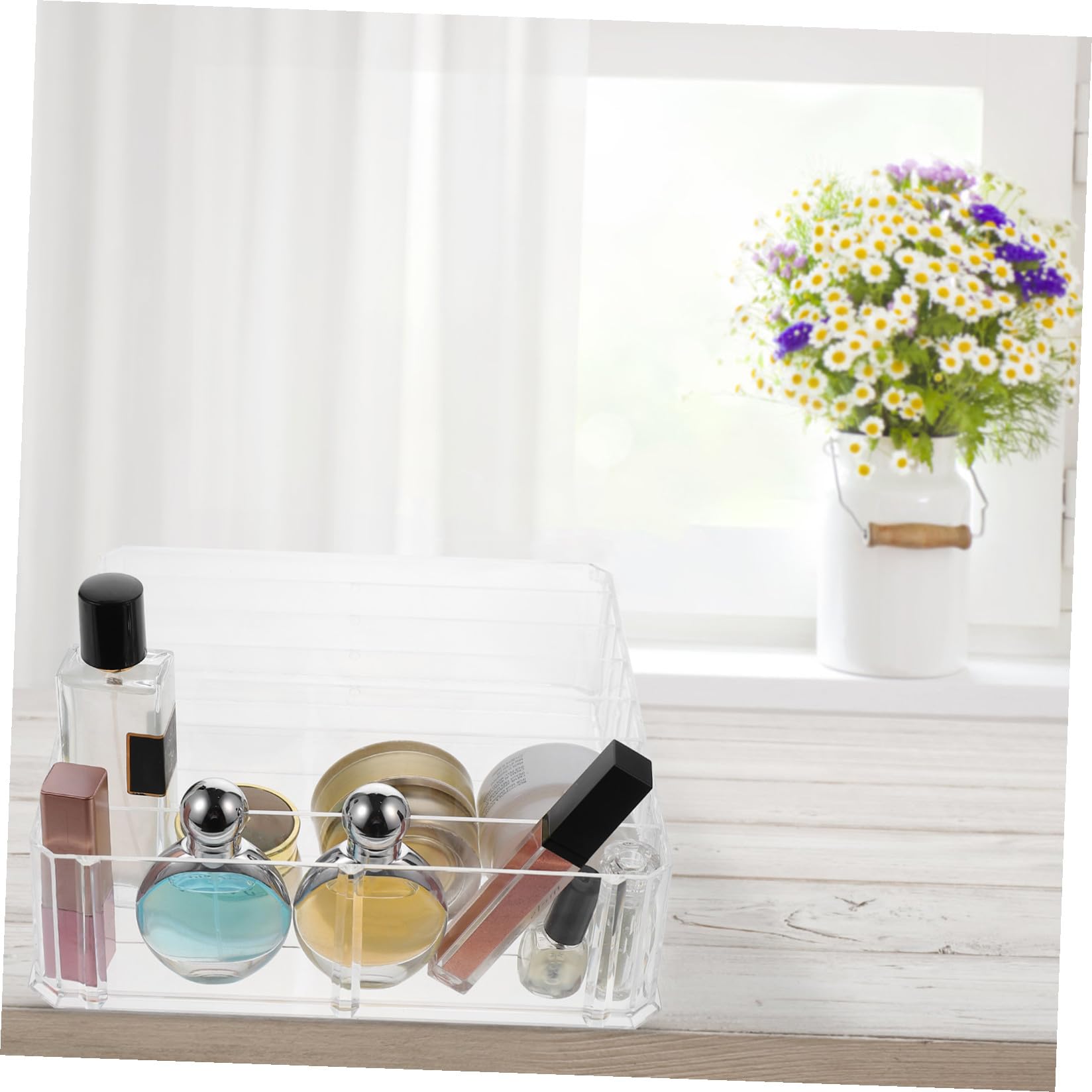 Contenitore Cosmetici Diviso 8 Scomparti per Cipria e Ombretti | Acrilico Trasparente, per Rossetti e Accessori Make Up, Soluzione Ordinata per Casa e Stanza