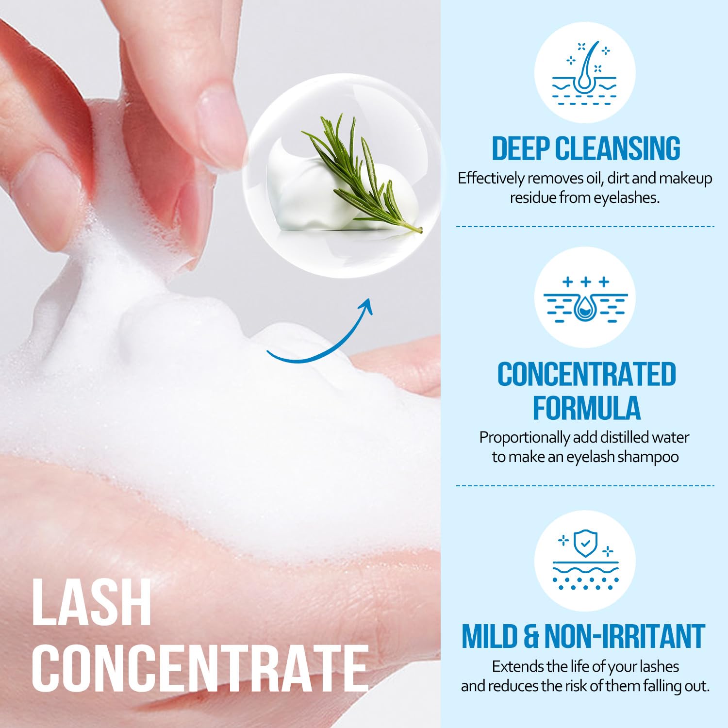 Lash Shampoo Concentrate 100 ml/3.4 fl.oz Lash Cleanser Concentrate Oil Free Eyelash Extension Shampoo for Salon Home Eyelash Care-Can Make 20 bottles of 60ml Lash Shampoo,Unscented
