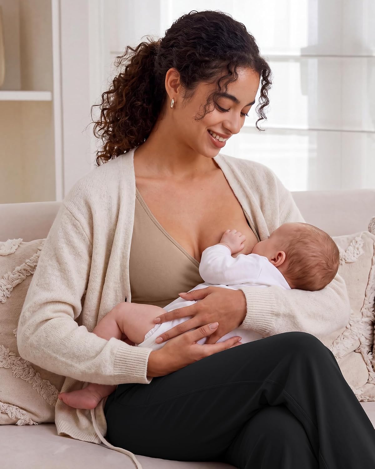 G4Free BareFeel Maternity Bra Wireless V Neck Nursing Bras for Breastfeeding U Back Pregnancy Sleep Bras Yoga