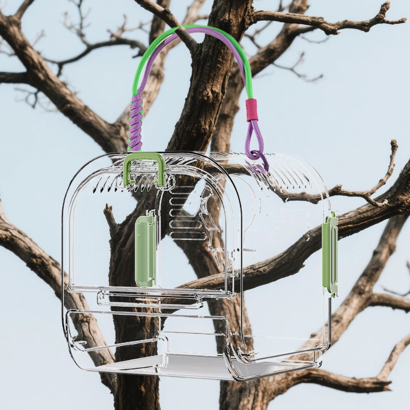 Klatka podróżna dla ptaków Przestronny odpoczynek dla zwierząt domowych | Małe papugi nosidełko podróżne przenośne ary papugi budgie Conures Cockatiels