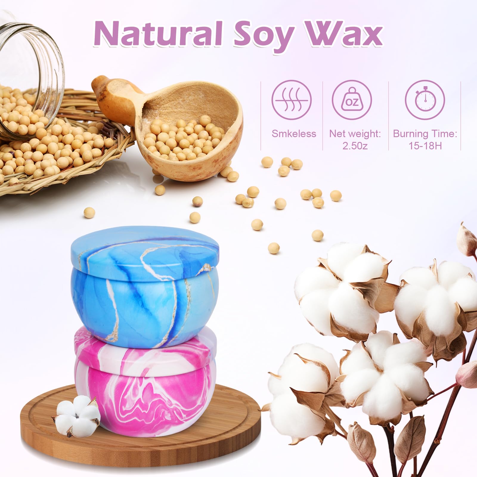 Set 9 Candele Profumate In Latta | Cera Di Soia | 120-160 Ore | Regalo Ideale