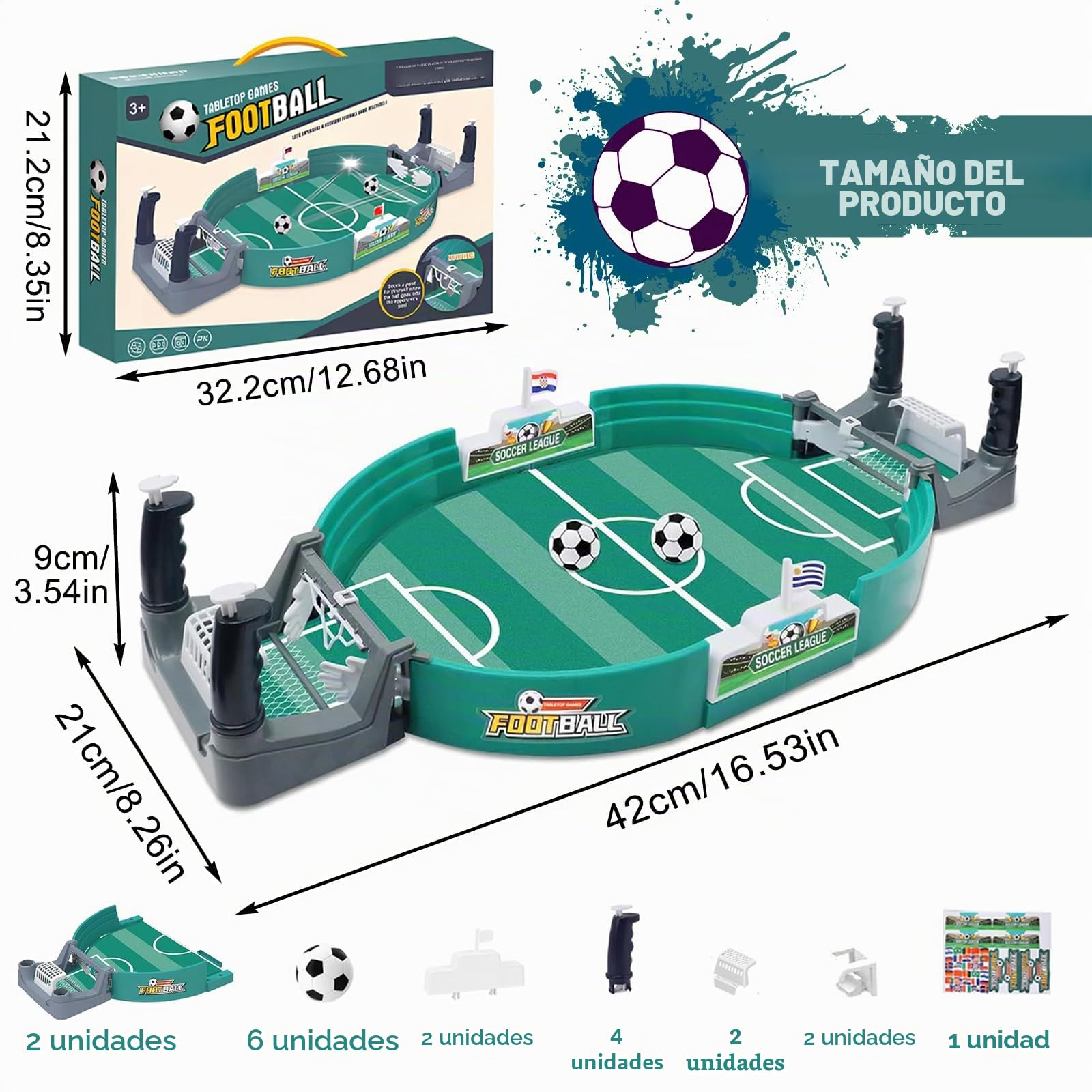Juego de Futbolín Interactivo para Niños Con 6 Balones, Mini Futbolín, Regalos y Juguete Familiar