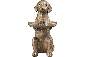 Zen Dog Garden Statue with Bird Bath for Yard