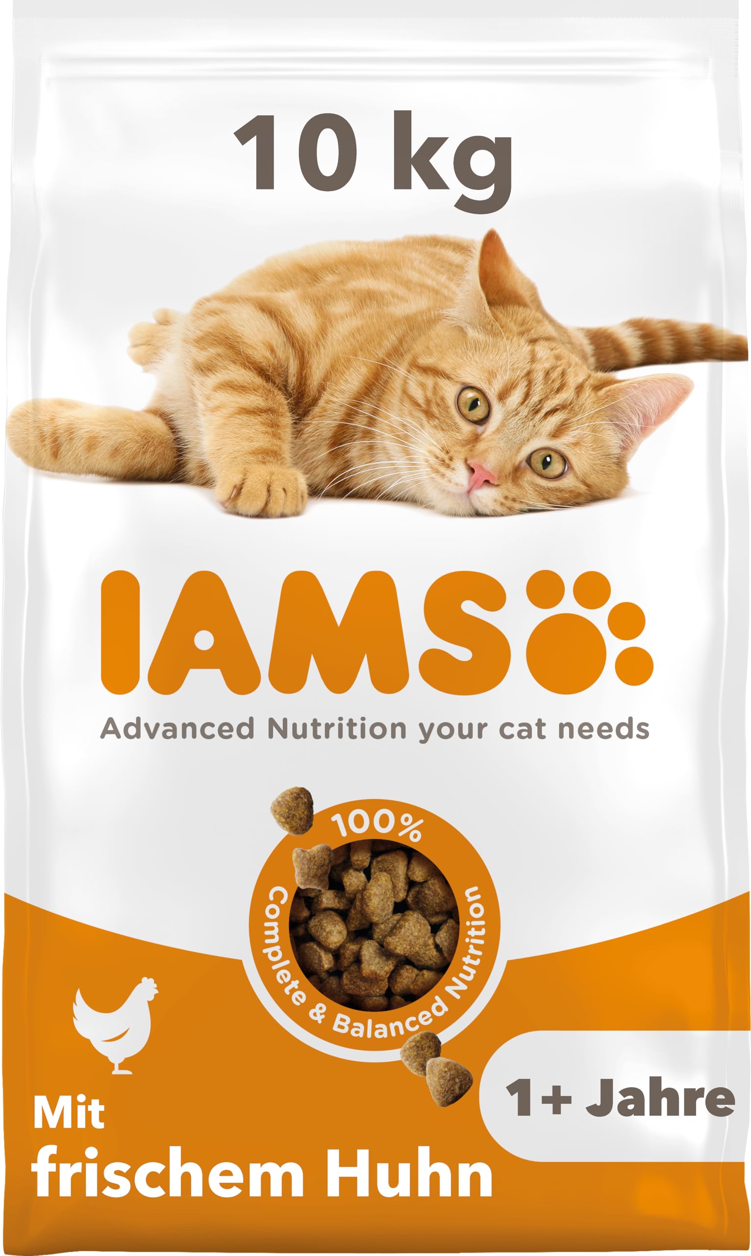 IAMS Katzenfutter trocken mit Huhn - Trockenfutter für Katzen im Alter von 1-6 Jahren, 10 kg