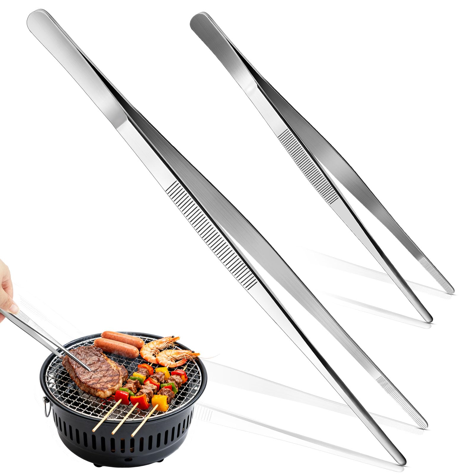 Set De 2 Pinces De Cuisine En Inox 304 - 20 Cm & 30 Cm - Précision Anti-Dérapante Pour Grillades Et Dressage