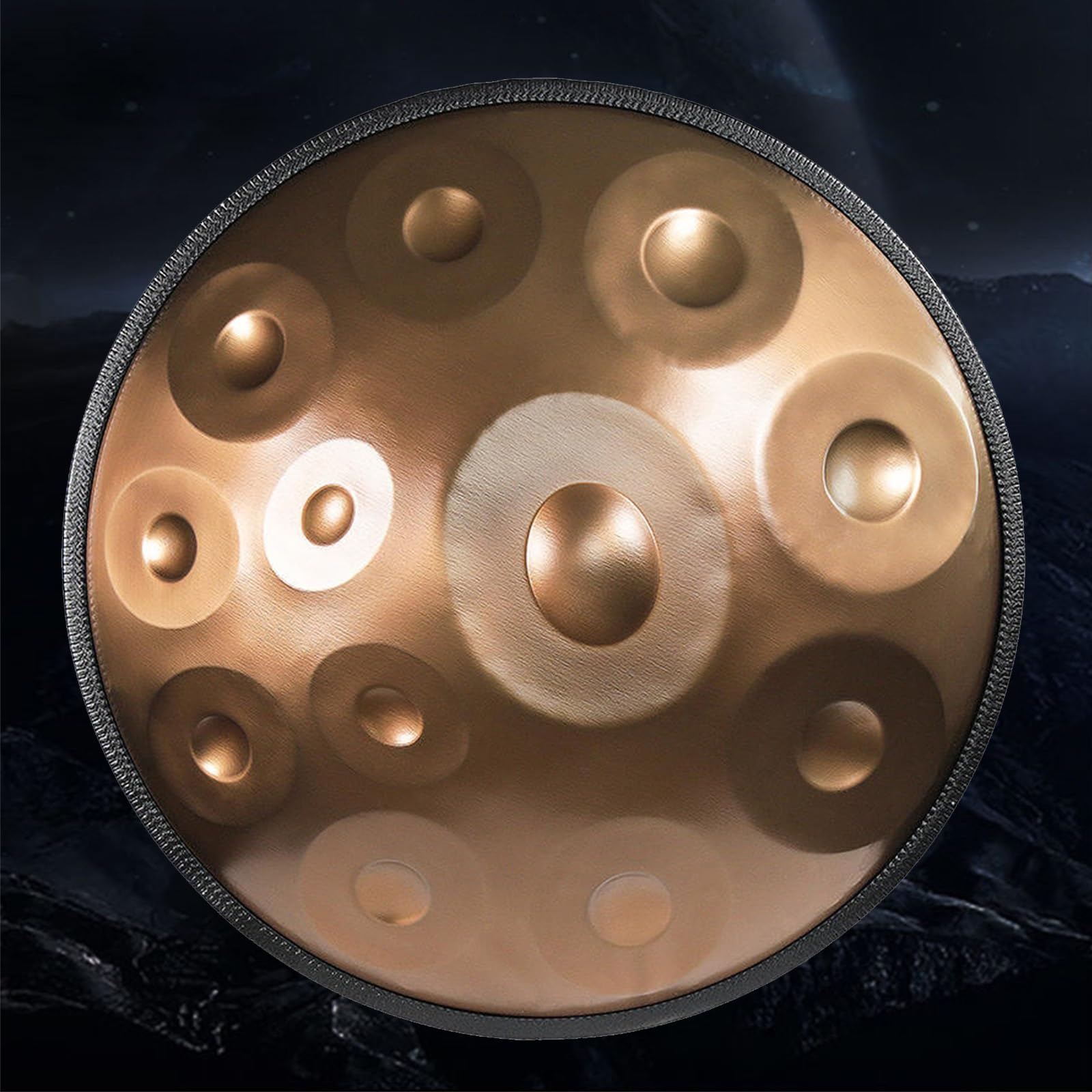 Gold Steel Hand Pan Drum Set Adults Handpan In d Minor Professional Handpan Drum Concert Durable With Carry Bag, Mallets, Bracket (Color : Gold-440H, Size : 12 notes)