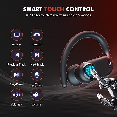 Miniatura 5 de Auriculares inalámbricos Bluetooth de reproducción de 80 horas con estuche de carga inalámbrica y pantalla de alimentación dual Auriculares estéreo