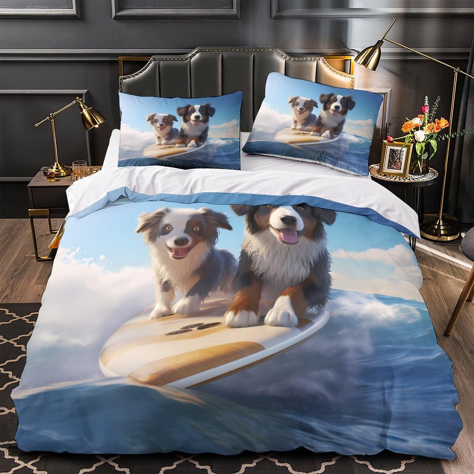 Parure de lit imprimé en 3D super douce anti-acarien King size