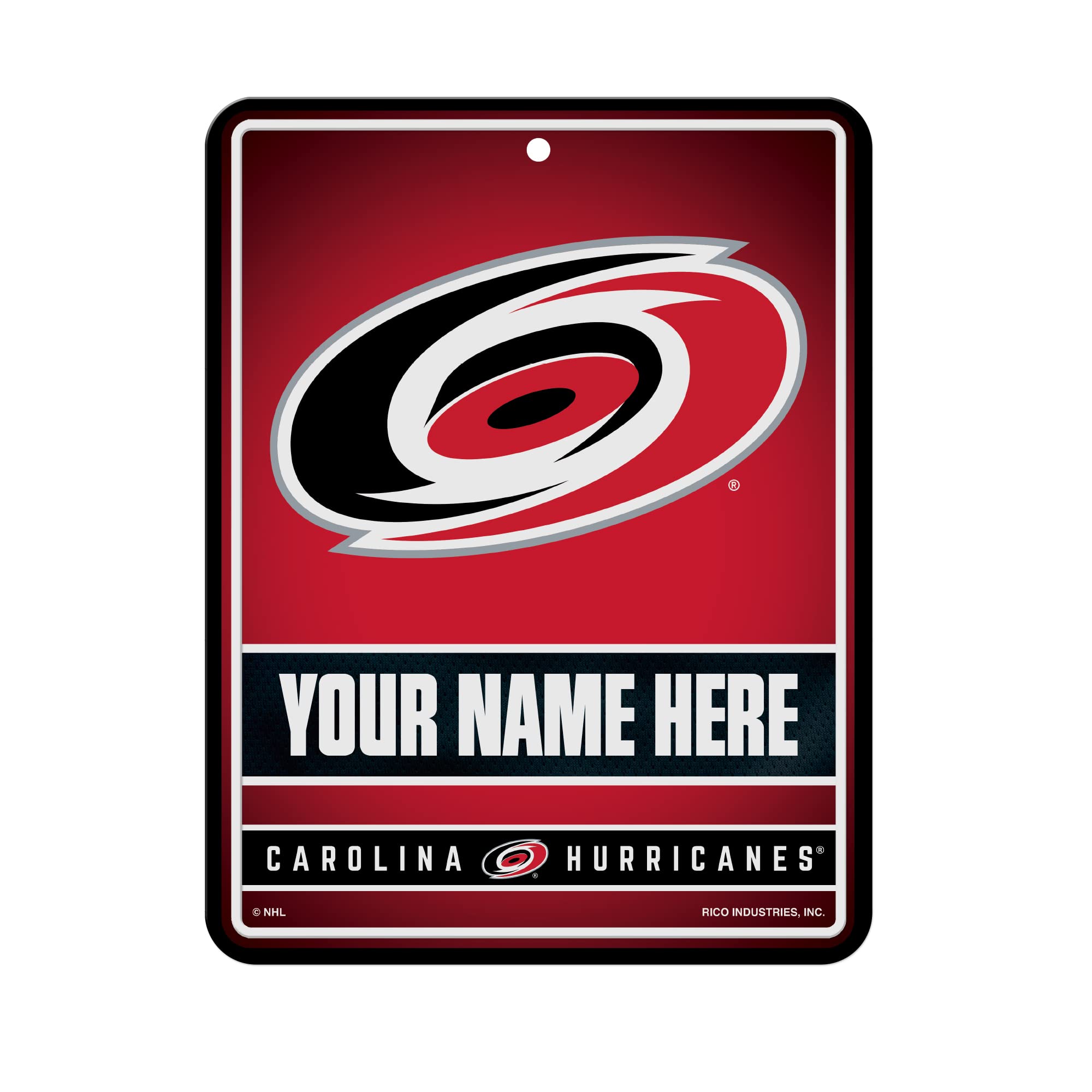 Rico Industries NHL Personalized Metal Parking Sign Personalized/Custom Metal 8.5" x 11" Parking Sign - Home Décor - Indoor/Outdoor - Great Gift for