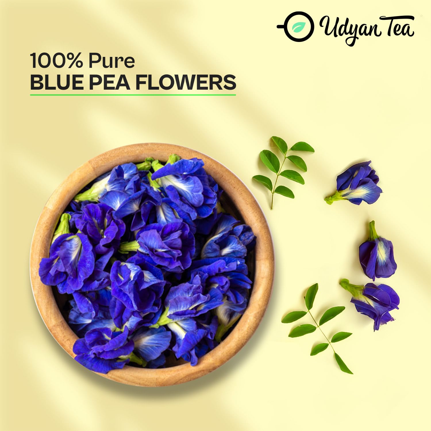 Udyan Tea Blue Pea Herbal Tea - 50g | Natural Dried Flowers Based - Caffeine-Free Antioxidant Tea for Stress Relief, Weight Management & Skin Health | Pure Blue Pea Herbs Detox 1