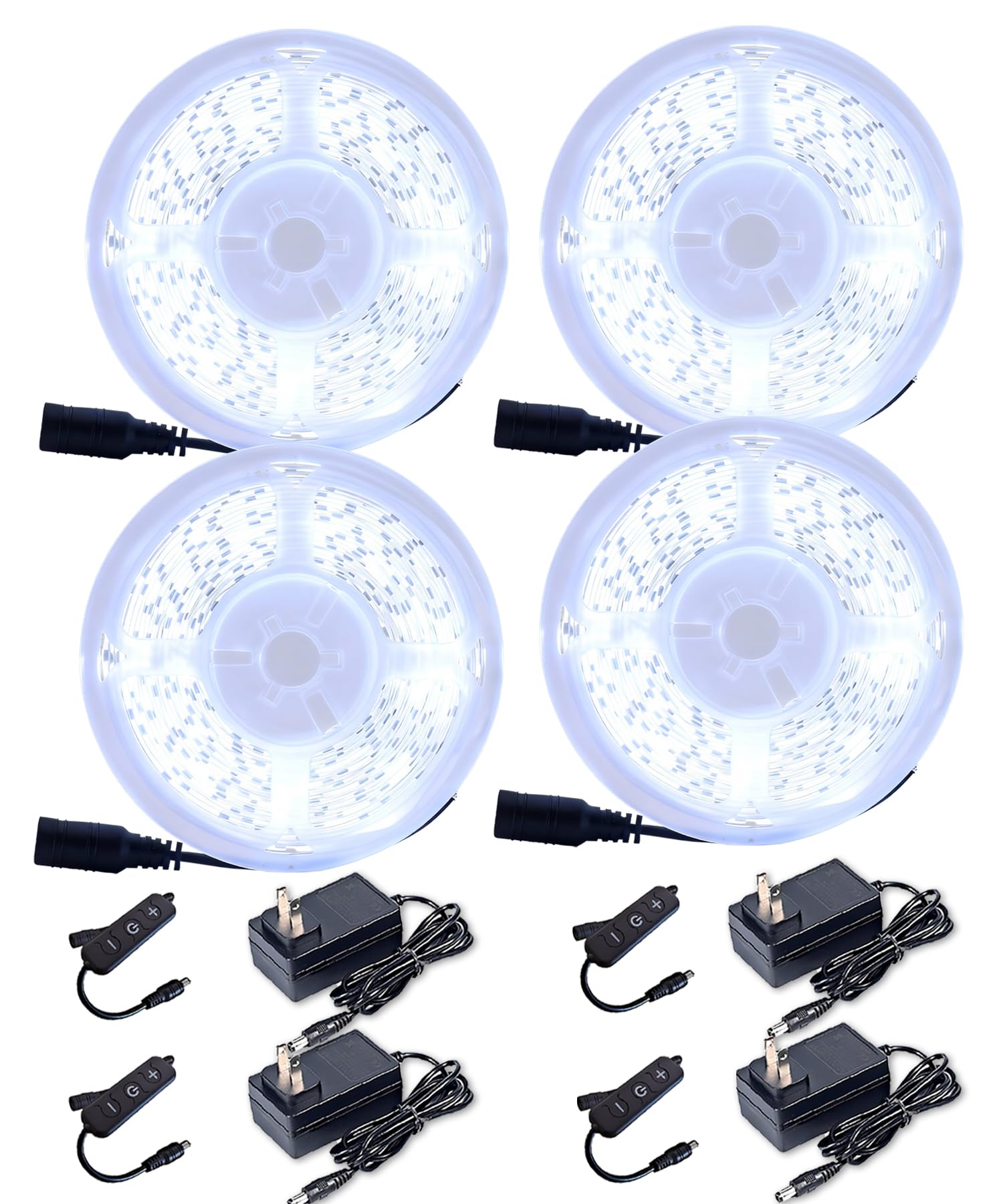 4 Set 20 FT White Led Strip Lights for Bedroom Dimmable 80 FT LEDs Rope Light Flexible Super Bright White Tape Lights for Ceiling Room Home Decor Luces LEDs