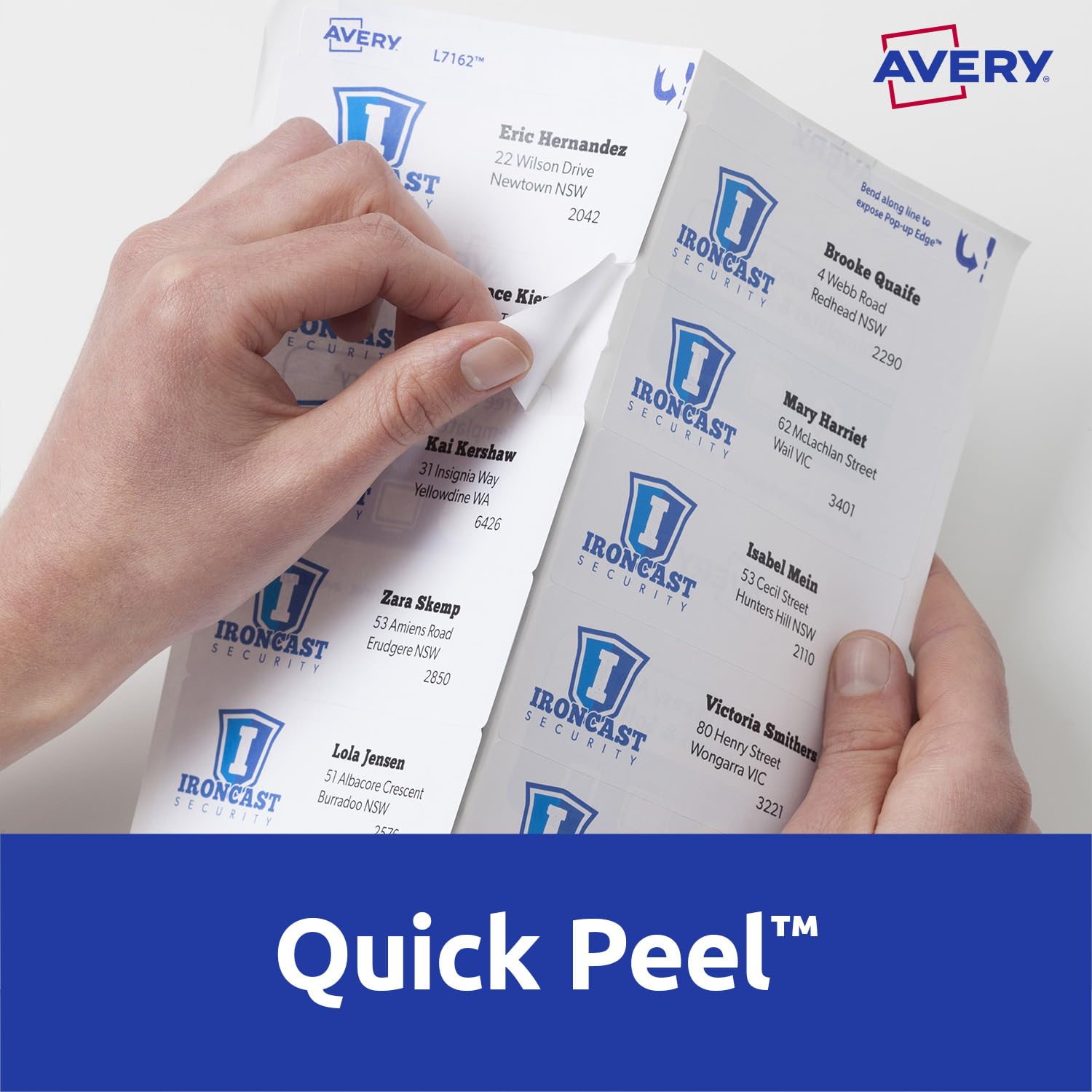 Avery Etichette A4 per stampanti laser, etichette stampabili per imballaggi, spedizioni e indirizzi, colore bianco, 63,5 x 72 mm, 1200 etichette/100 fogli (959005/L7164)