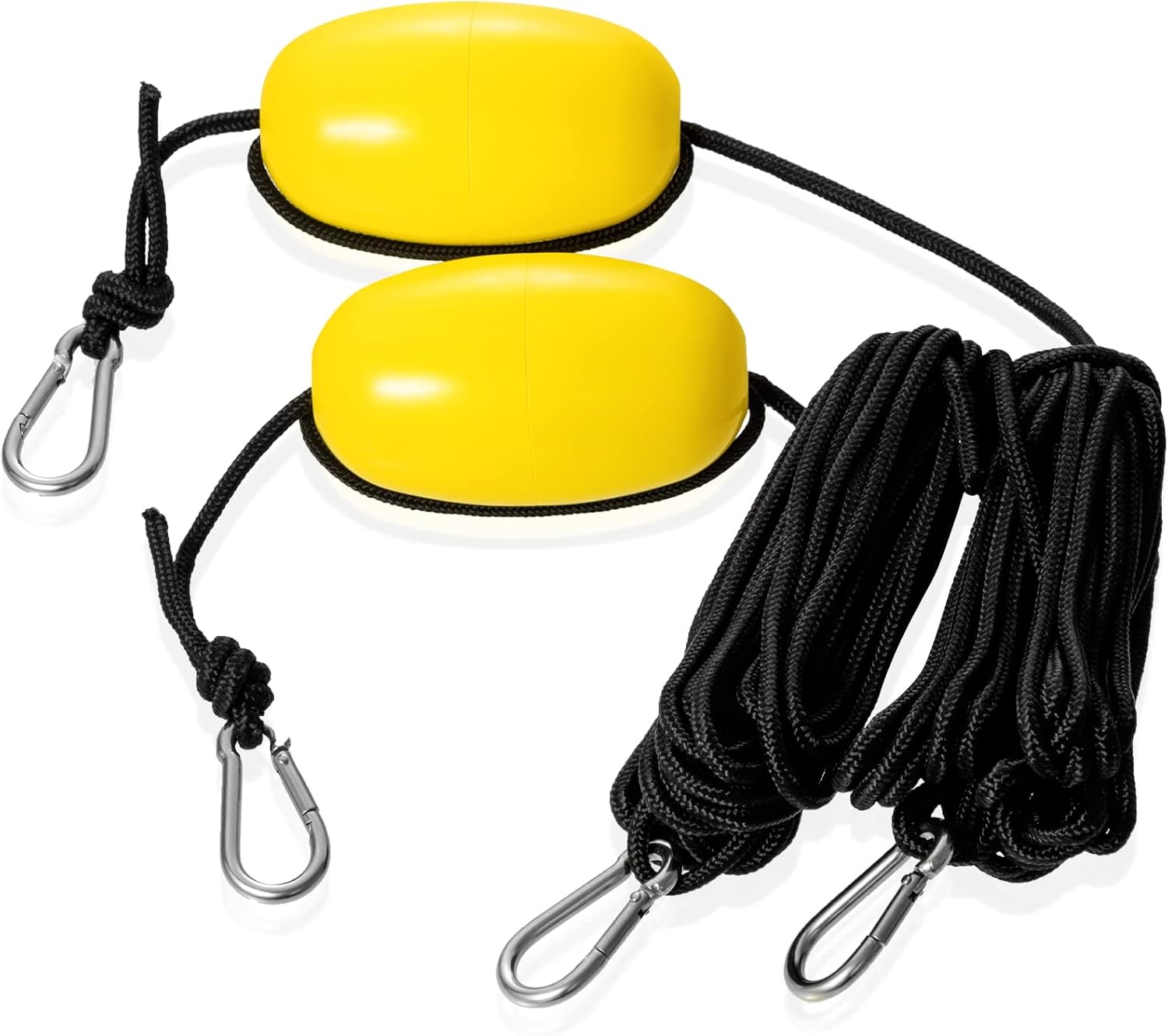 2 Pcs 33 ft Marine Rope Tow Line Kayaking Boat Buoy Ball Float Leash with Stainless Steel Hook Floating Drift Anchor Rope Kayak Throw Line for Fishing Drift Anchors System, Black and Yellow 2 Pcs 33 ft Marine Rope Tow Line Kayaking Boat Buoy Ball Float Leash with Stainless Steel Hook Floating Drift Anchor Rope Kayak Throw Line for Fishing Drift Anchors System, Black and Yellow