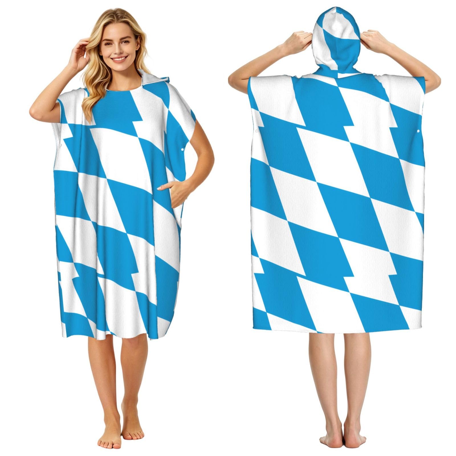 WSSYYBF WSSYYBFBavarian flag Adult hooded beach towel Oversized with Hood for Absorbent Quick Dry