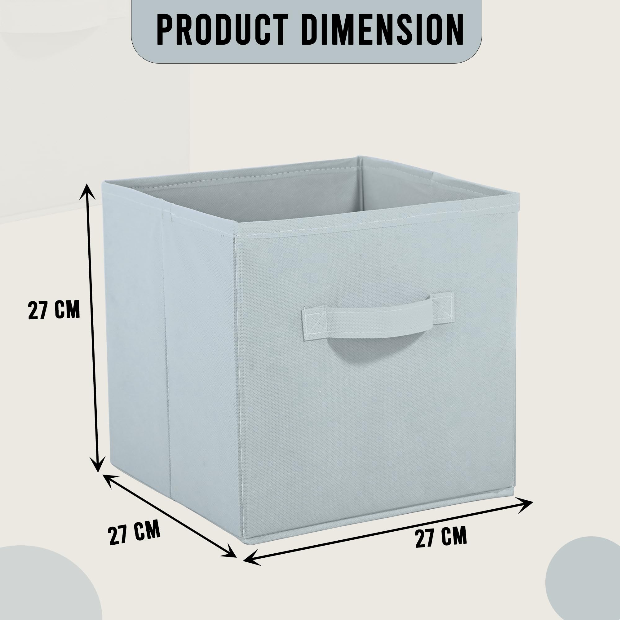 Kuber Industries 4 Stück Vliesstoff-Organizer für Aufbewahrungsbox, quadratisch, Kleider-Organizer für Spielzeug und Bücher, zusammenklappbar, Schrank-Schubladen-Organizer mit Griff, einfarbig, Grau