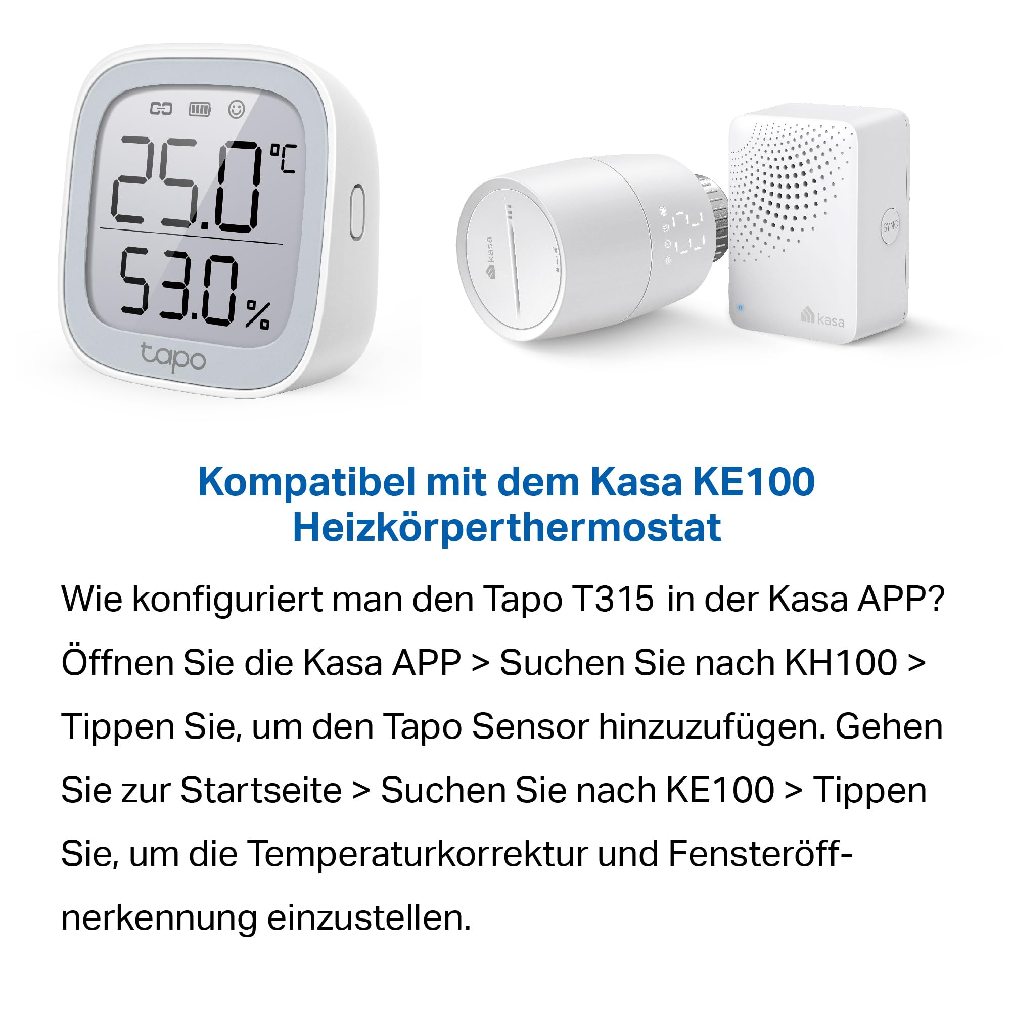 TP-Link Tapo T315 Smart Home Temperatur und Luftfeuchtigkeitsmesser,digitales Thermo-Hygrometer Innen, Raumthermometer mit 2.7'' E-Ink Display, Hochpräzisionssensor, Hub erforderlich