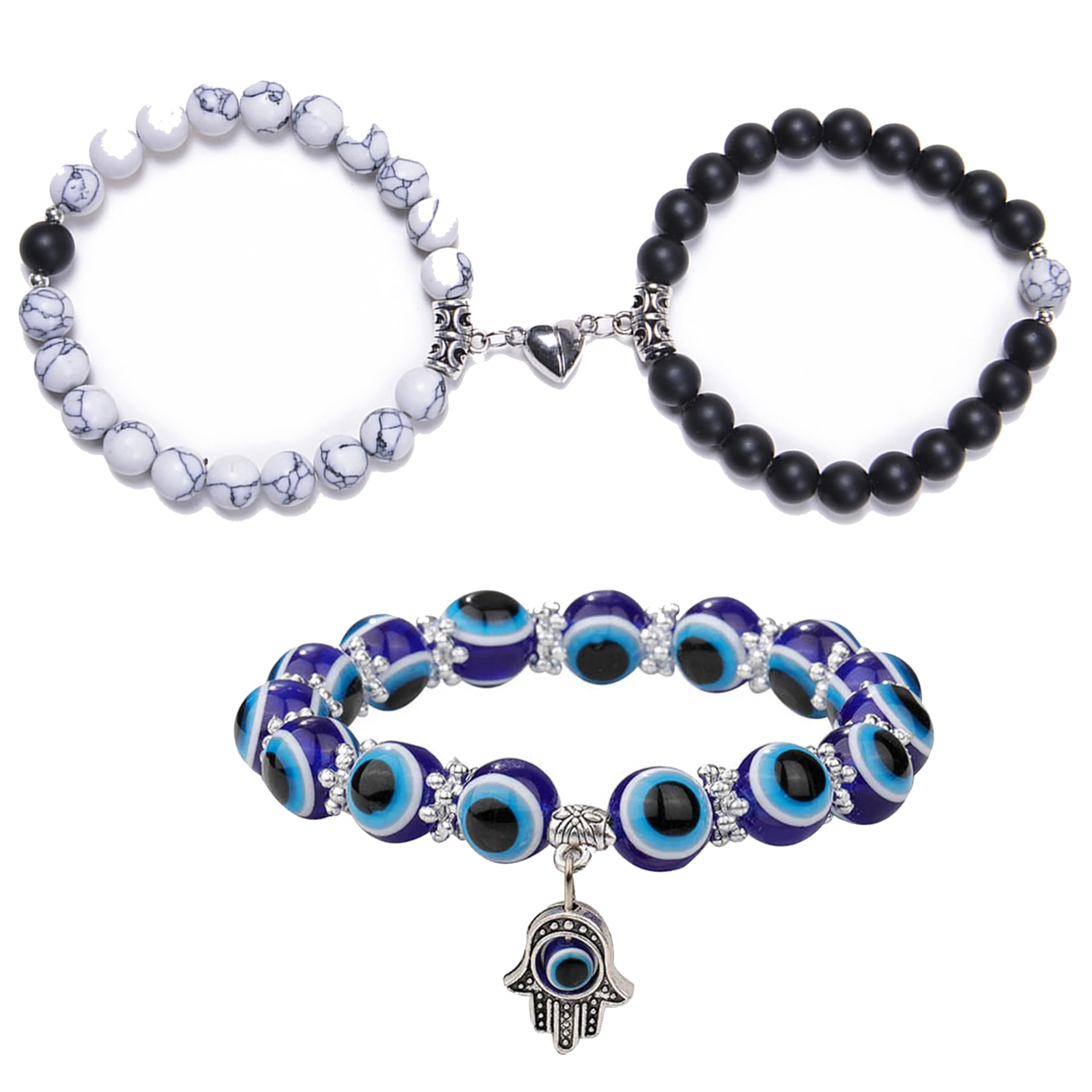 Fashion Frill Couple Bracelet For Women Men Beads Magnetic Couple Bracelets For Women Men Boys Girls Friendship Wrist wear Bracelet Set Pack of 2 (B0CJVC1MRM) Amazon Price History, Amazon Price Tracker