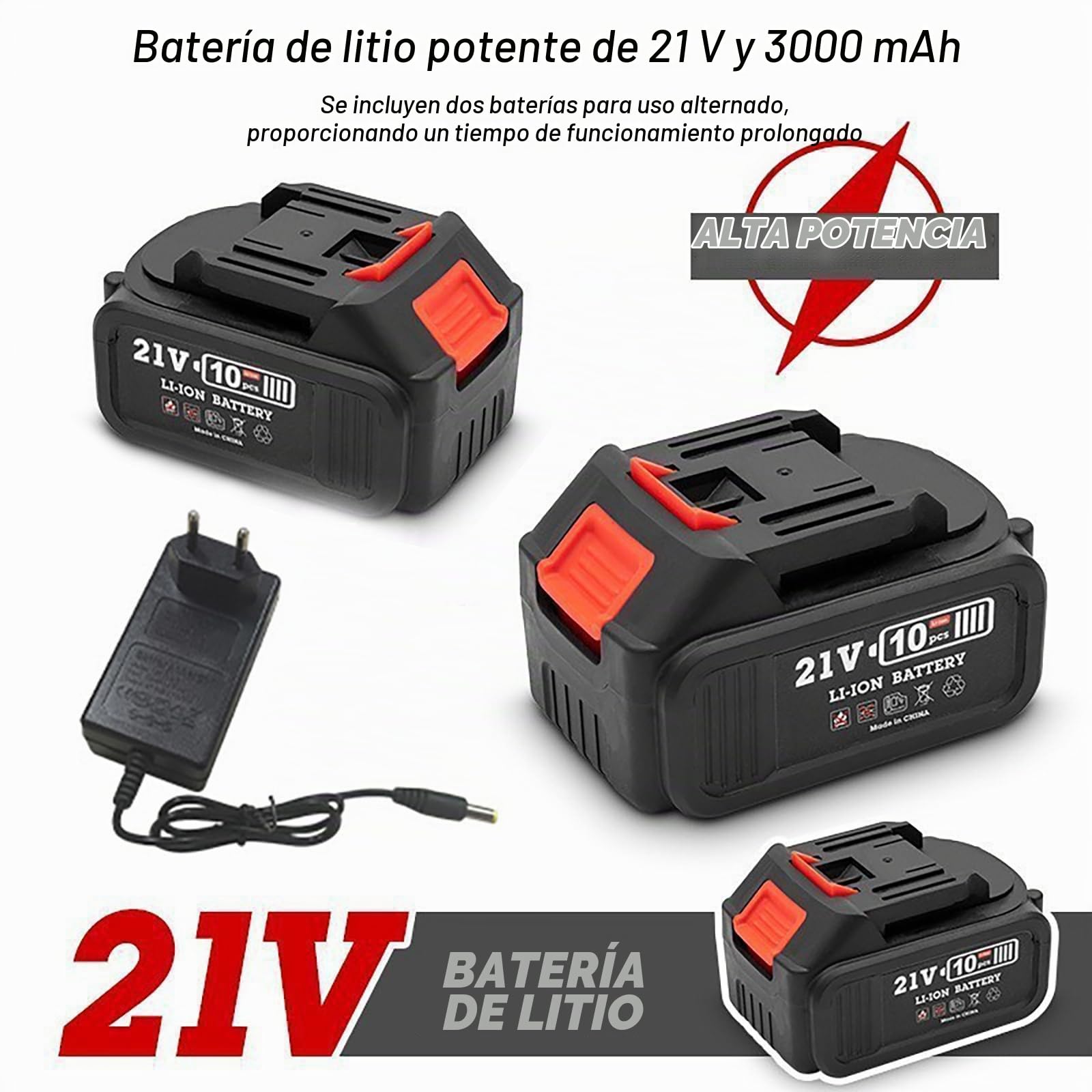 Amoladora Angular a Batería 21V 19500RPM, Amoladora Pequeña con 2 Baterías de 3000 mAh, 7 Discos de Corte y 5 Ruedas de Láminas para Lijar y Pulir Metal, Cortar Madera, Azulejos y Plástico