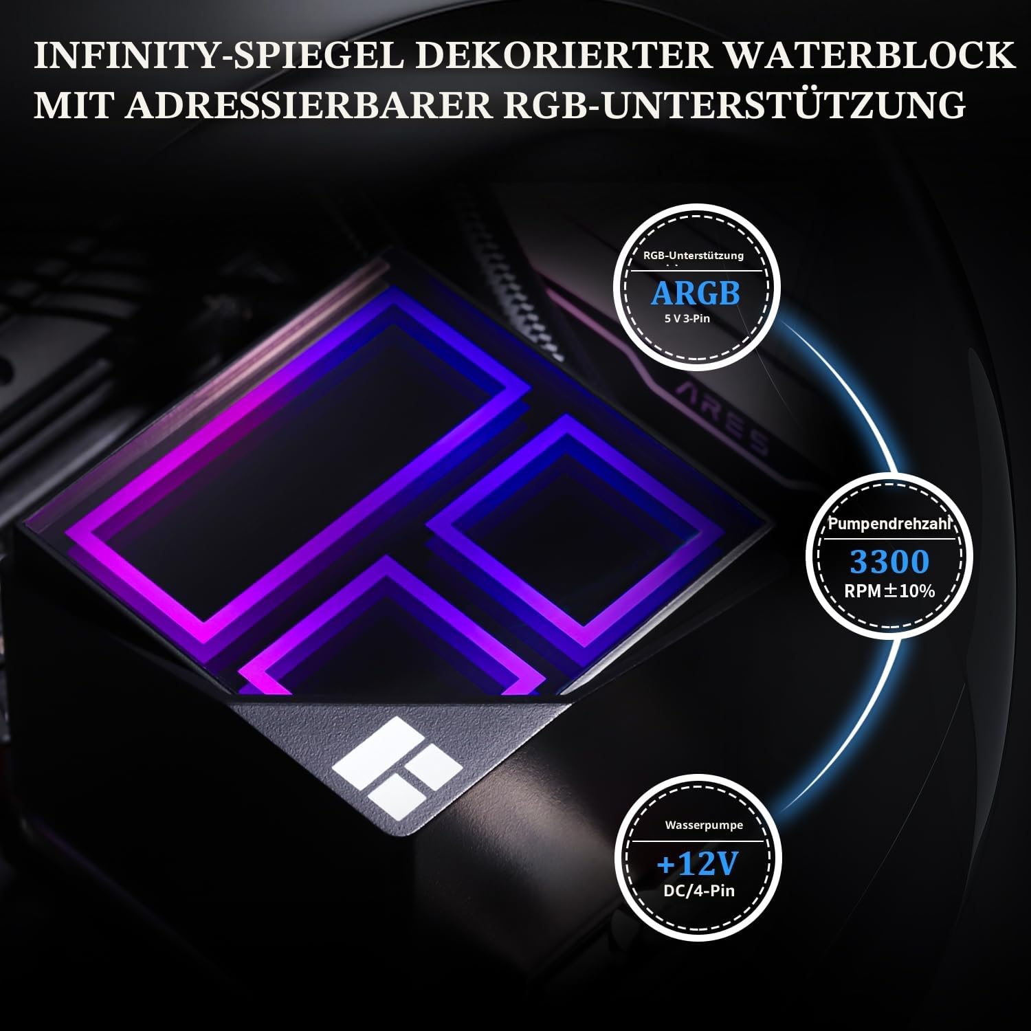 TR Frozen Infinity 360 CPU Aio Cooler, Lüfter TL-M12 x 3 PWM, Wasserkühler, Computerprozessor, ARGB Infinity Mirror, 360 CPU Liquid Cooling: LGA1851/1700/1150/1151/1200/2011, Ref