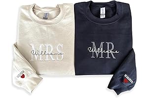 mr mrs custom embroidered hooded sweatshirt