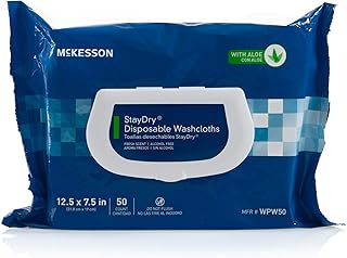 Mckesson Staydry Premoistened Bath Wipes with Aloe 8 X 12 Inch - (Pack of 6 - 50 Per Pack = 300 Wipes Total)