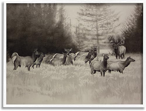 Stupell Industries Group of Woodland Dear Vintage Forest Prado Paisaje, diseñado por Cole Johnson White Lámina decorativa para pared, 16.0 x 20.0