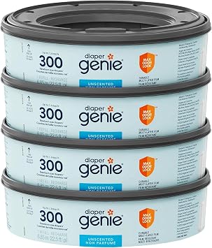 Diaper Genie Unscented Round Refill, 4-pack