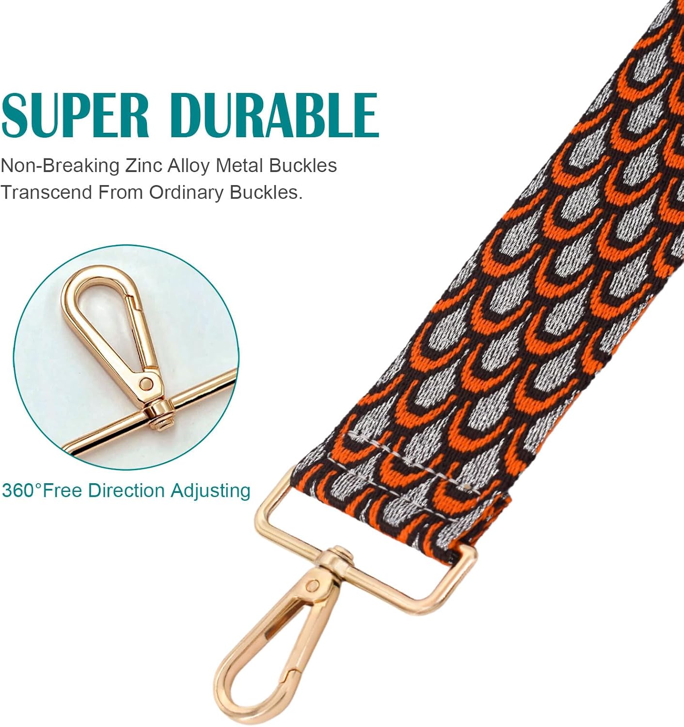 Strap Purse Crossbody Bag Strap Replacement Metal Swivel Hook Shoulder Strap Guitar Strap for Crossbody Bag/luggag … - Image 2