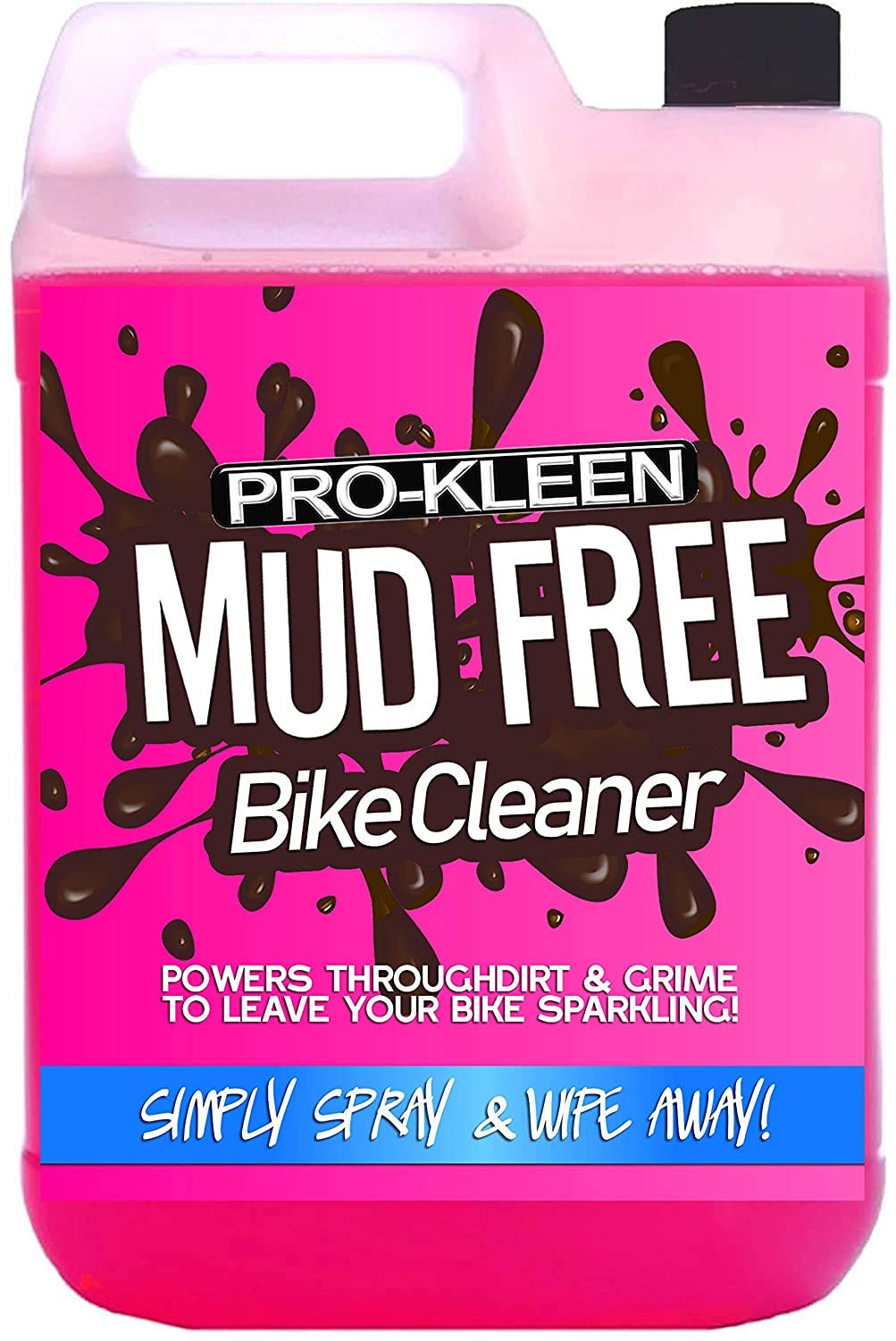 Pro-Kleen Mud Free Bike & Motorbike Cleaner Spray - Removes Grease & Grime - Safe To Use on Carbon Fibre, Seals, Cables, Brake Pads, Rotors and Anodised Metal (5 Litres)