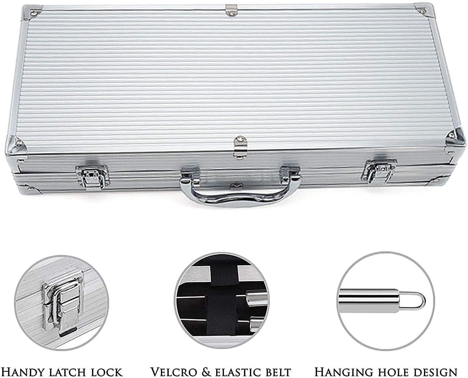 Set di Utensili per Barbecue, Accessori per Barbecue in Acciaio Inox con termometro per Carne e iniettore, Kit Completo per grigliate per buongustai, cuochi e a