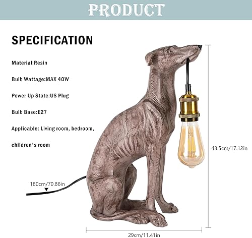 Miniatura 5 de Radiya Resin Carved Dog Table Lamp, Modern Animal Shaped Industrial Retro Desk Lamp, Suitable for Home Decoration Lighting Fixtures in Living Room