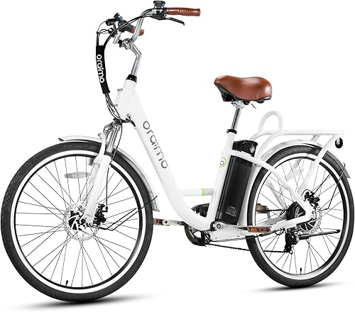 Oraimo Bicicleta eléctrica para adultos, carga rápida de 3.5 horas, batería extraíble de hasta 40 millas, 350 W (pico 500 W), 26 pulgadas, City