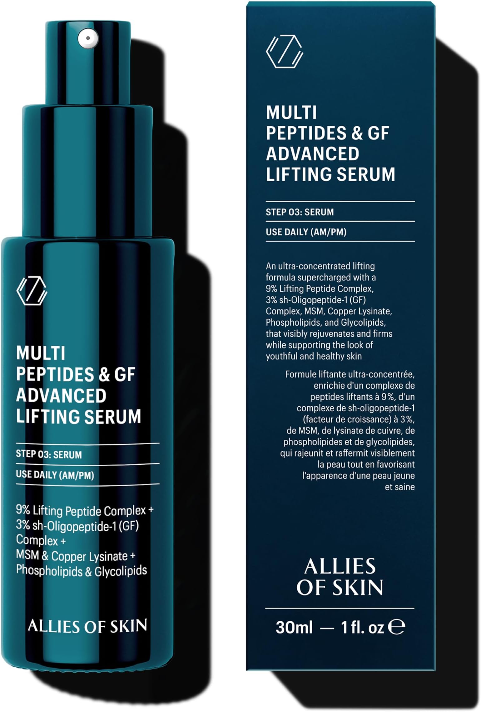 Allies of Skin Multi Peptides & Growth Factor Collagen Boosting Face Serum | Skin Tightening Anti-Aging Complex with 9% Peptides| Firms Sagging Skin & Visibly Reduces Wrinkles (1 oz)