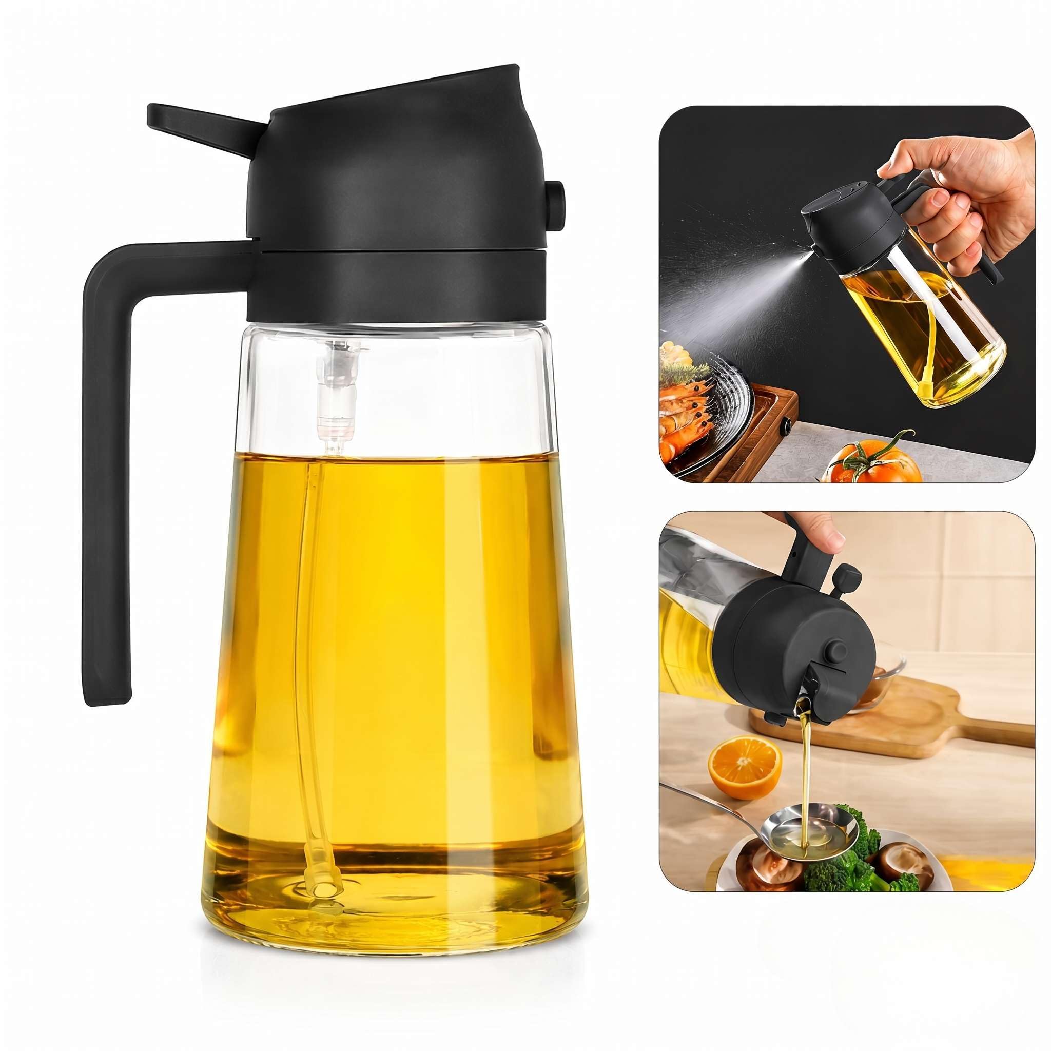 500ML Glass Oil Sprayer & Dispenser Bottle, 2-in-1 Spray & Pour-image-43