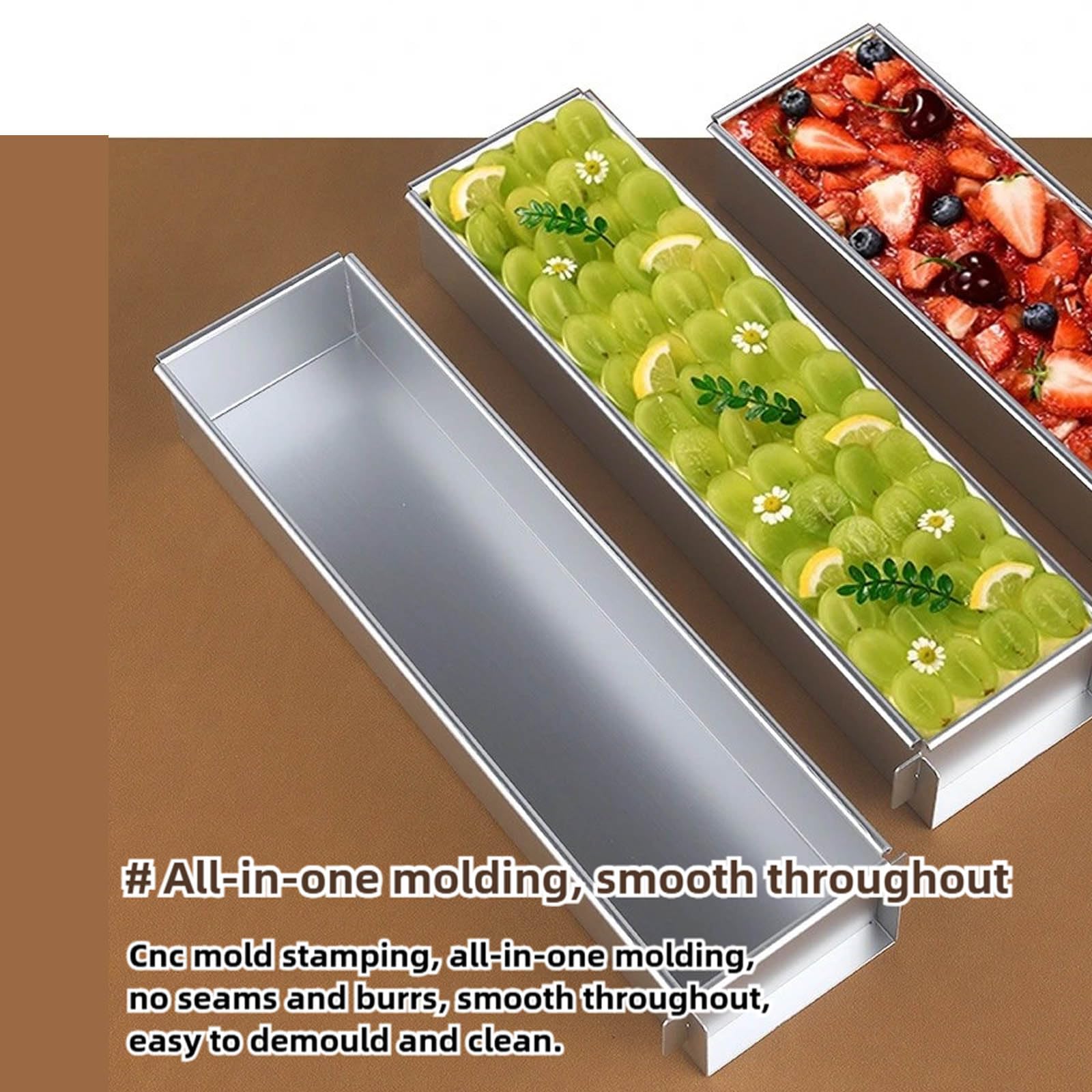 Genérico Molde Rectangular De Aleación De Aluminio para Tiramisú, con Marco Desmontable, Antiadherente Y Fácil De Desmoldar, con Tapa Protectora De Acrílico, Apto para Hornear Tarta De Queso