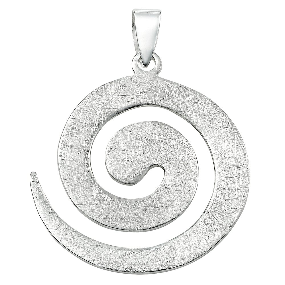 Vinani Damen Halskette mit Anhänger Spiral Design groß gebürstet Schlangenkette aus Italien 925 Sterling Silber 2ASP-S00