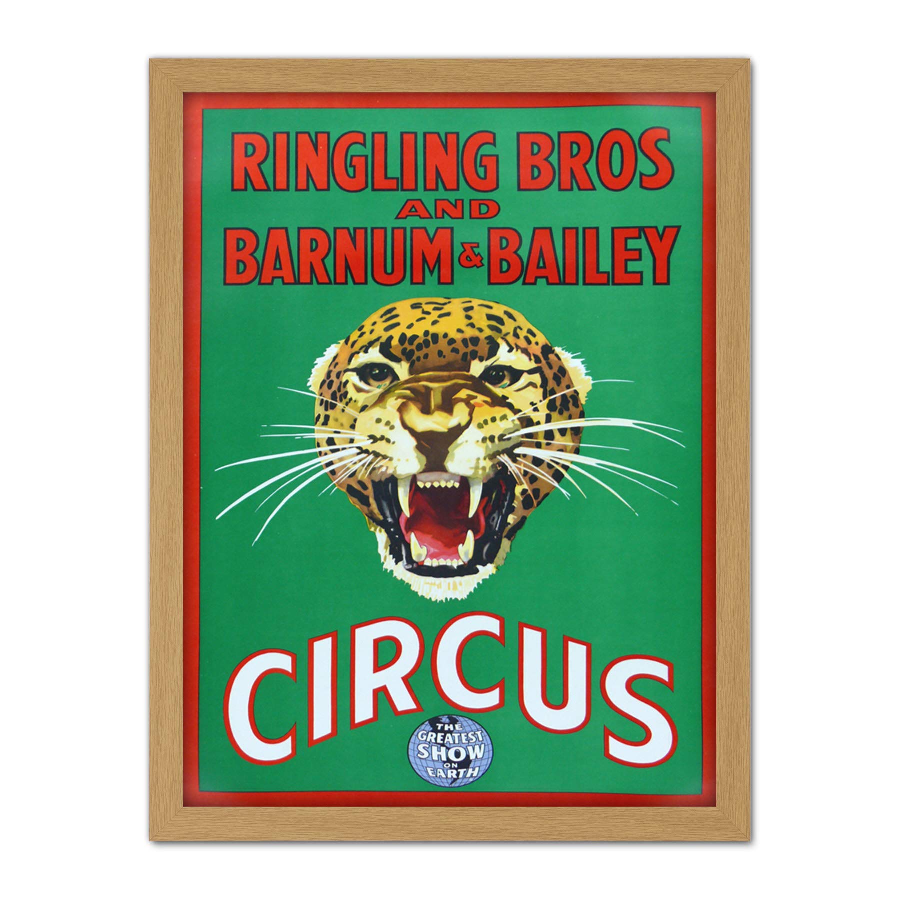 Wee Blue Coo Ringling Bros Barnum Bailey Circus Jaguar Artwork Framed Wall Art Print 18X24 Inch