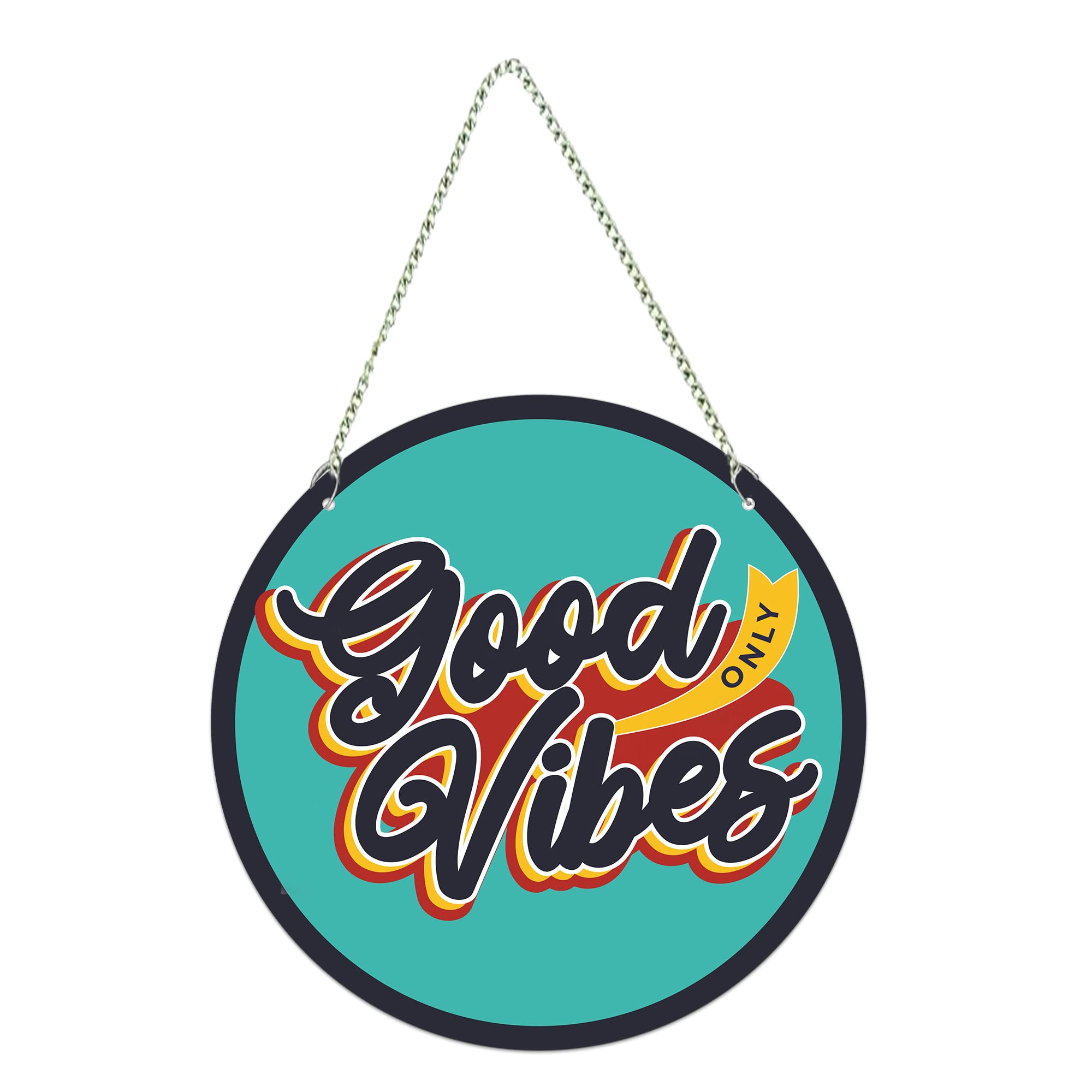 Artvibes Good Vibes Only Quote Wall Hanger for Home|Office|Living Room|Gift, Wall Decoration (WH_5506N)